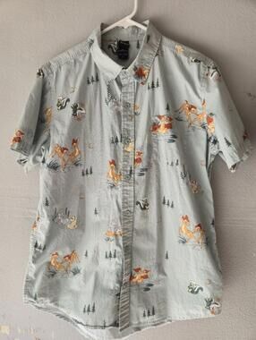 BOX LUNCH DISNEY Bambi Scenic Woven Button-Up MENS SZ LARGE